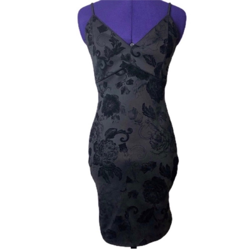 Lovely Day Black Velvet Floral Mini Dress